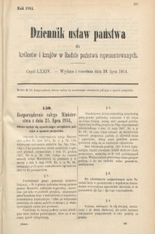 Dziennik Ustaw Państwa dla Królestw i Krajów w Radzie Państwa Reprezentowanych. 1914, nr 74