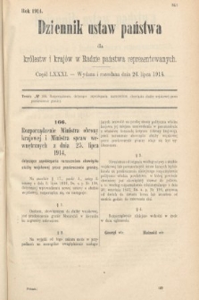 Dziennik Ustaw Państwa dla Królestw i Krajów w Radzie Państwa Reprezentowanych. 1914, nr 81