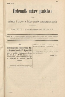 Dziennik Ustaw Państwa dla Królestw i Krajów w Radzie Państwa Reprezentowanych. 1914, nr 85
