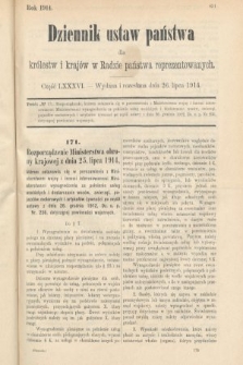 Dziennik Ustaw Państwa dla Królestw i Krajów w Radzie Państwa Reprezentowanych. 1914, nr 86