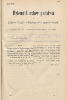 Dziennik Ustaw Państwa dla Królestw i Krajów w Radzie Państwa Reprezentowanych. 1914, nr 88