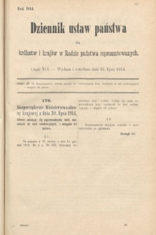 Dziennik Ustaw Państwa dla Królestw i Krajów w Radzie Państwa Reprezentowanych. 1914, nr 91