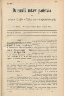 Dziennik Ustaw Państwa dla Królestw i Krajów w Radzie Państwa Reprezentowanych. 1914, nr 92