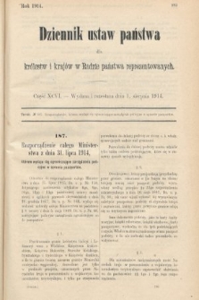 Dziennik Ustaw Państwa dla Królestw i Krajów w Radzie Państwa Reprezentowanych. 1914, nr 96