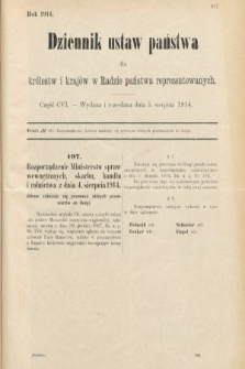 Dziennik Ustaw Państwa dla Królestw i Krajów w Radzie Państwa Reprezentowanych. 1914, nr 106