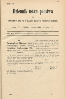 Dziennik Ustaw Państwa dla Królestw i Krajów w Radzie Państwa Reprezentowanych. 1914, nr 109
