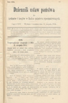 Dziennik Ustaw Państwa dla Królestw i Krajów w Radzie Państwa Reprezentowanych. 1914, nr 116