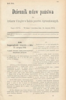 Dziennik Ustaw Państwa dla Królestw i Krajów w Radzie Państwa Reprezentowanych. 1914, nr 117