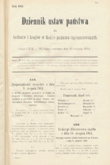 Dziennik Ustaw Państwa dla Królestw i Krajów w Radzie Państwa Reprezentowanych. 1914, nr 119