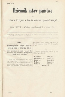 Dziennik Ustaw Państwa dla Królestw i Krajów w Radzie Państwa Reprezentowanych. 1914, nr 127