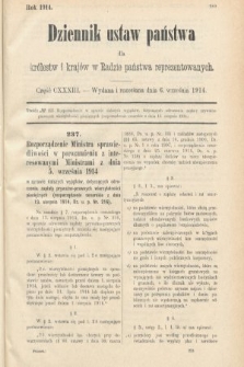 Dziennik Ustaw Państwa dla Królestw i Krajów w Radzie Państwa Reprezentowanych. 1914, nr 133