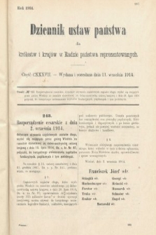 Dziennik Ustaw Państwa dla Królestw i Krajów w Radzie Państwa Reprezentowanych. 1914, nr 137