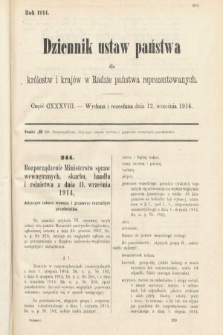 Dziennik Ustaw Państwa dla Królestw i Krajów w Radzie Państwa Reprezentowanych. 1914, nr 138