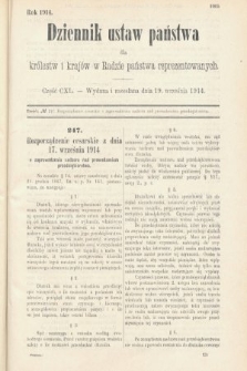 Dziennik Ustaw Państwa dla Królestw i Krajów w Radzie Państwa Reprezentowanych. 1914, nr 140