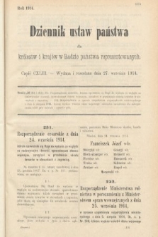 Dziennik Ustaw Państwa dla Królestw i Krajów w Radzie Państwa Reprezentowanych. 1914, nr 143
