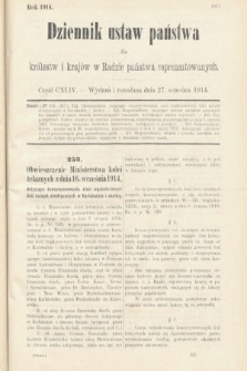Dziennik Ustaw Państwa dla Królestw i Krajów w Radzie Państwa Reprezentowanych. 1914, nr 144