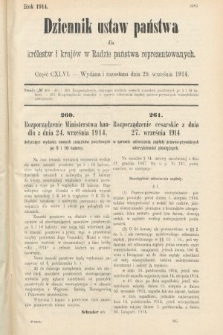 Dziennik Ustaw Państwa dla Królestw i Krajów w Radzie Państwa Reprezentowanych. 1914, nr 146