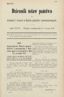 Dziennik Ustaw Państwa dla Królestw i Krajów w Radzie Państwa Reprezentowanych. 1914, nr 147