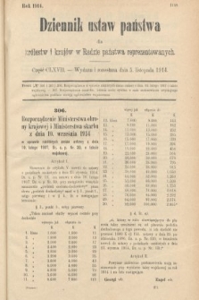 Dziennik Ustaw Państwa dla Królestw i Krajów w Radzie Państwa Reprezentowanych. 1914, nr 167