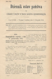 Dziennik Ustaw Państwa dla Królestw i Krajów w Radzie Państwa Reprezentowanych. 1914, nr 170