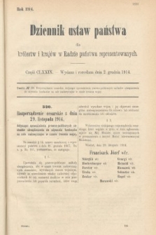 Dziennik Ustaw Państwa dla Królestw i Krajów w Radzie Państwa Reprezentowanych. 1914, nr 179
