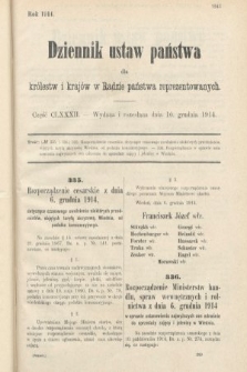 Dziennik Ustaw Państwa dla Królestw i Krajów w Radzie Państwa Reprezentowanych. 1914, nr 182