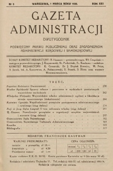 Gazeta Administracji : dwutygodnik poświęcony prawu publicznemu oraz zagadnieniom administracji rządowej i samorządowej. 1939, nr 5
