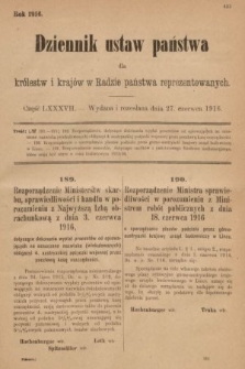 Dziennik Ustaw Państwa dla Królestw i Krajów w Radzie Państwa Reprezentowanych. 1916, nr 87