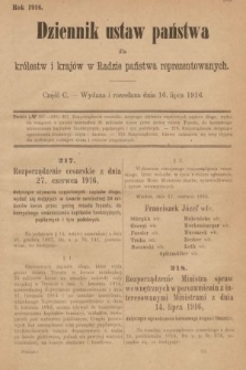 Dziennik Ustaw Państwa dla Królestw i Krajów w Radzie Państwa Reprezentowanych. 1916