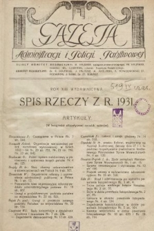 Gazeta Administracji i Policji Państwowej. 1931, spis rzeczy