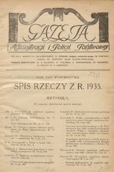 Gazeta Administracji i Policji Państwowej. 1935, Spis rzeczy
