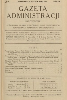 Gazeta Administracji : dwutygodnik poświęcony prawu publicznemu oraz zagadnieniom administracji rządowej i samorządowej. 1937, nr 2
