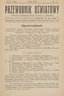 Przewodnik Oświatowy : organ Towarzystwa Szkoły Ludowej. 1926, nr 5