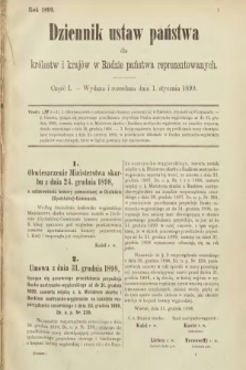Dziennik Ustaw Państwa dla Królestw i Krajów w Radzie Państwa Reprezentowanych. 1899, cz. 1