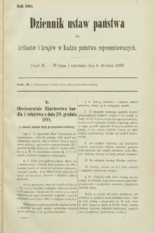 Dziennik Ustaw Państwa dla Królestw i Krajów w Radzie Państwa Reprezentowanych. 1899, cz. 2