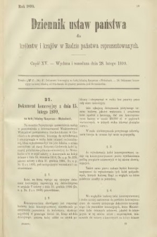Dziennik Ustaw Państwa dla Królestw i Krajów w Radzie Państwa Reprezentowanych. 1899, cz. 15
