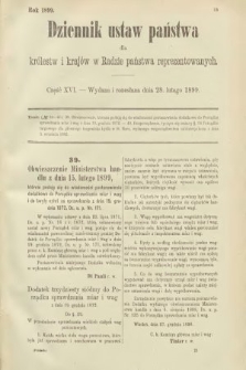 Dziennik Ustaw Państwa dla Królestw i Krajów w Radzie Państwa Reprezentowanych. 1899, cz. 16