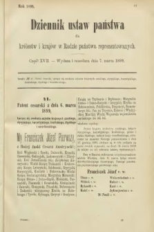 Dziennik Ustaw Państwa dla Królestw i Krajów w Radzie Państwa Reprezentowanych. 1899, cz. 17