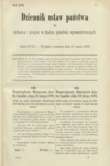 Dziennik Ustaw Państwa dla Królestw i Krajów w Radzie Państwa Reprezentowanych. 1899, cz. 18