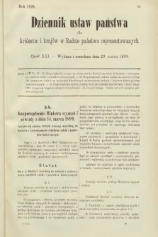 Dziennik Ustaw Państwa dla Królestw i Krajów w Radzie Państwa Reprezentowanych. 1899, cz. 21