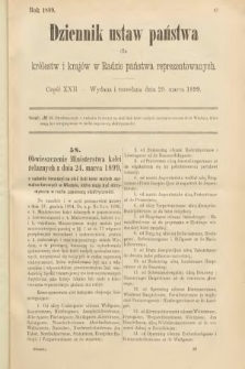 Dziennik Ustaw Państwa dla Królestw i Krajów w Radzie Państwa Reprezentowanych. 1899, cz. 22