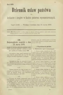 Dziennik Ustaw Państwa dla Królestw i Krajów w Radzie Państwa Reprezentowanych. 1899, cz. 23