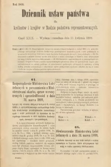 Dziennik Ustaw Państwa dla Królestw i Krajów w Radzie Państwa Reprezentowanych. 1899, cz. 29