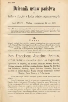 Dziennik Ustaw Państwa dla Królestw i Krajów w Radzie Państwa Reprezentowanych. 1899, cz. 36