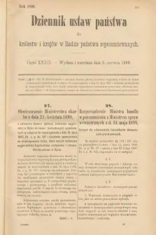 Dziennik Ustaw Państwa dla Królestw i Krajów w Radzie Państwa Reprezentowanych. 1899, cz. 39
