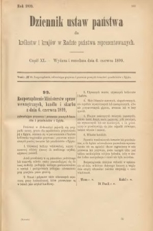 Dziennik Ustaw Państwa dla Królestw i Krajów w Radzie Państwa Reprezentowanych. 1899, cz. 40