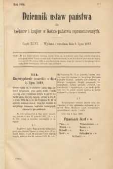 Dziennik Ustaw Państwa dla Królestw i Krajów w Radzie Państwa Reprezentowanych. 1899, cz. 46