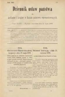 Dziennik Ustaw Państwa dla Królestw i Krajów w Radzie Państwa Reprezentowanych. 1899, cz. 47