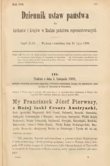 Dziennik Ustaw Państwa dla Królestw i Krajów w Radzie Państwa Reprezentowanych. 1899, cz. 49