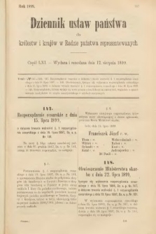 Dziennik Ustaw Państwa dla Królestw i Krajów w Radzie Państwa Reprezentowanych. 1899, cz. 61